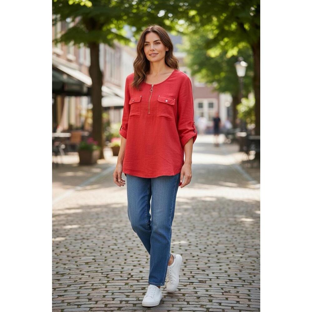 Pink Cathy‎ Top Size 1X with Tab Sleeves